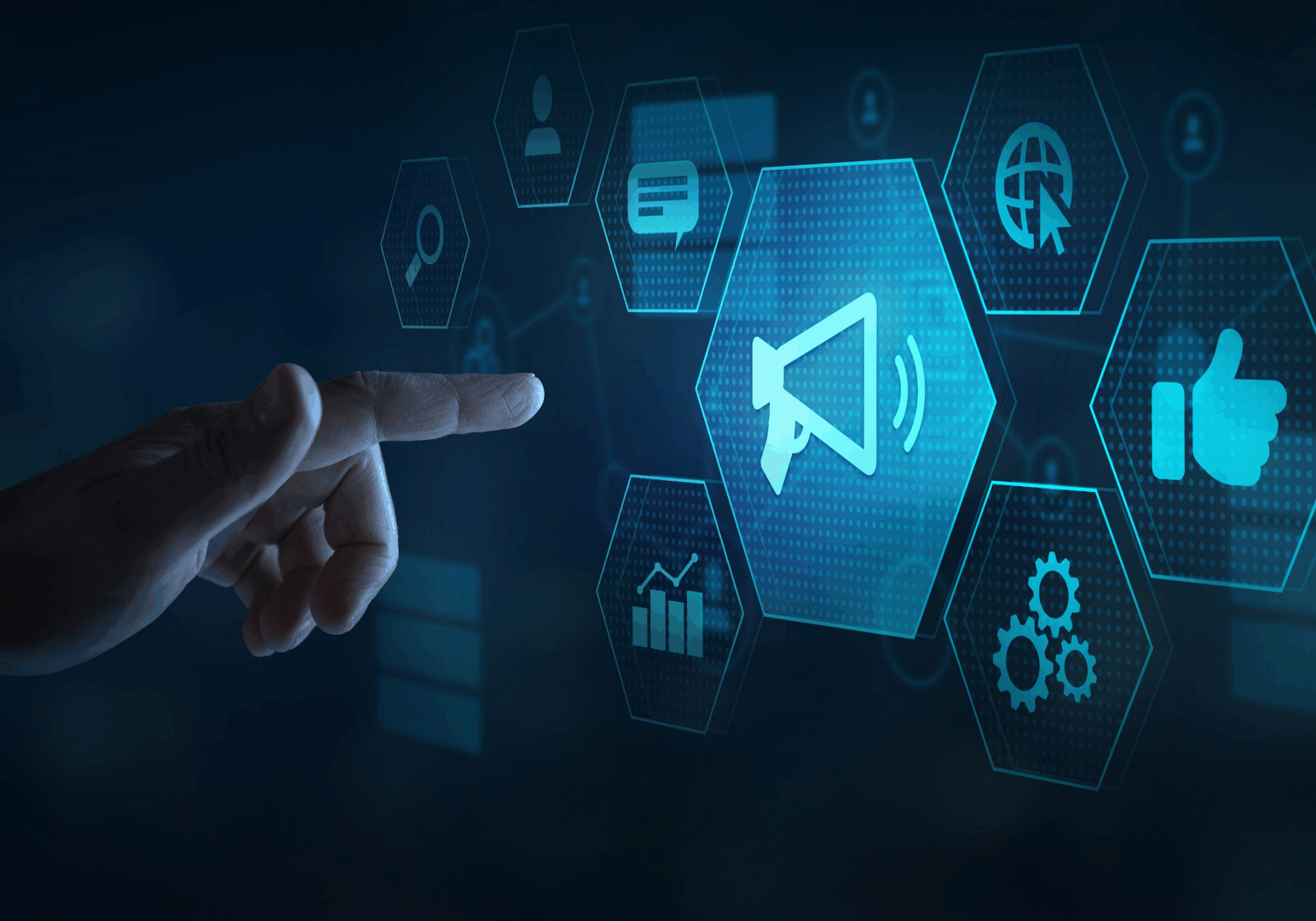 Person tapping icons