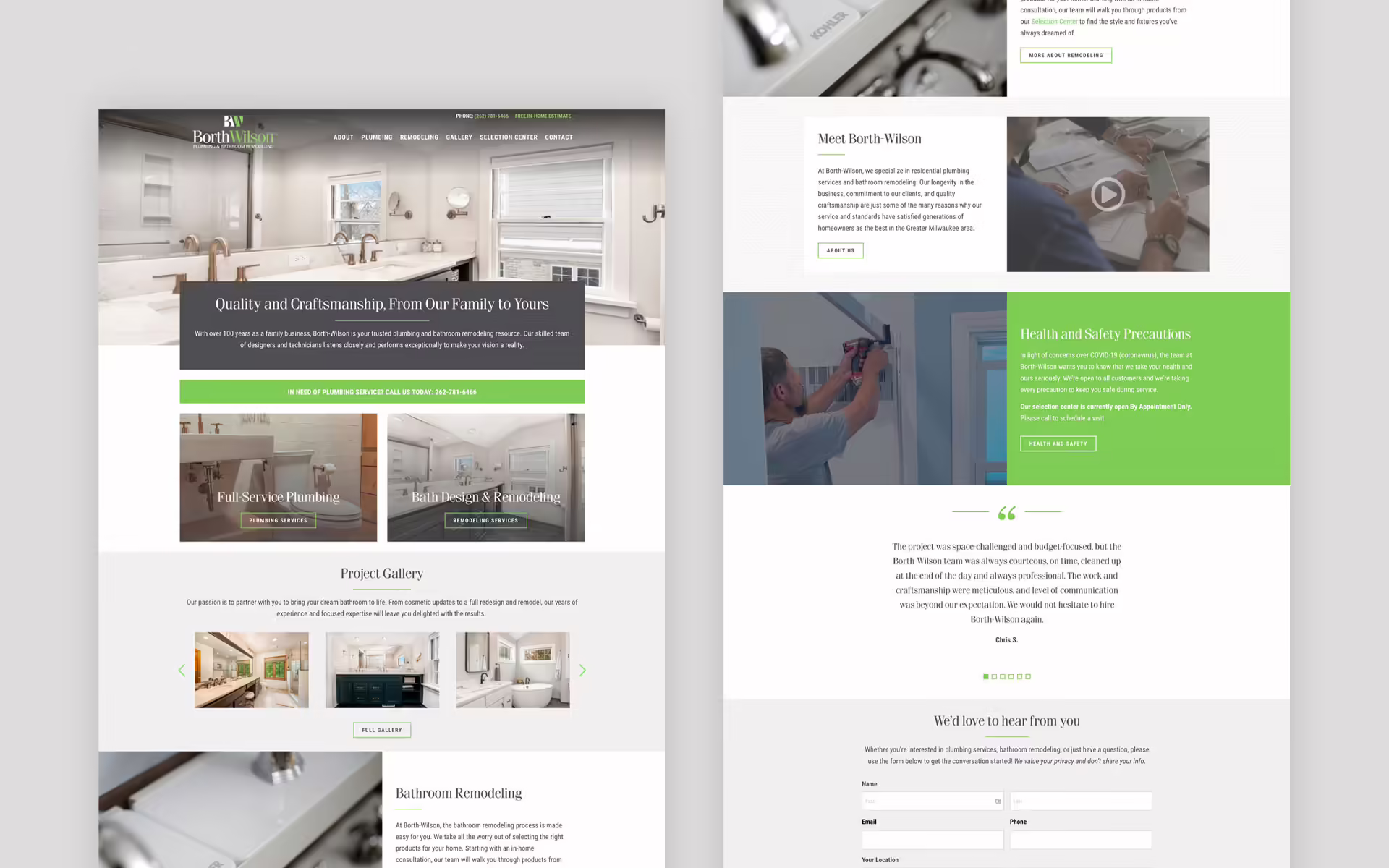 Borth Wilson website home layout